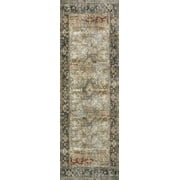 Loloi Layla Printed Oriental Distressed Olive / Charcoal 9-0 x 12-0 Area Rug
