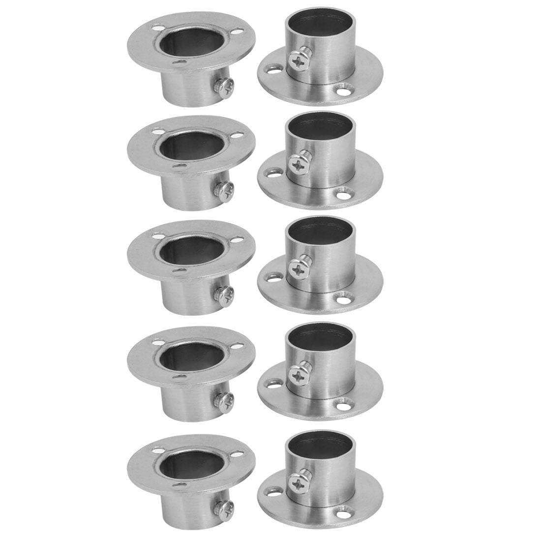 5 Pair Stainless Steel Closet Pole Socket Rob Support Flange Holder, 7/