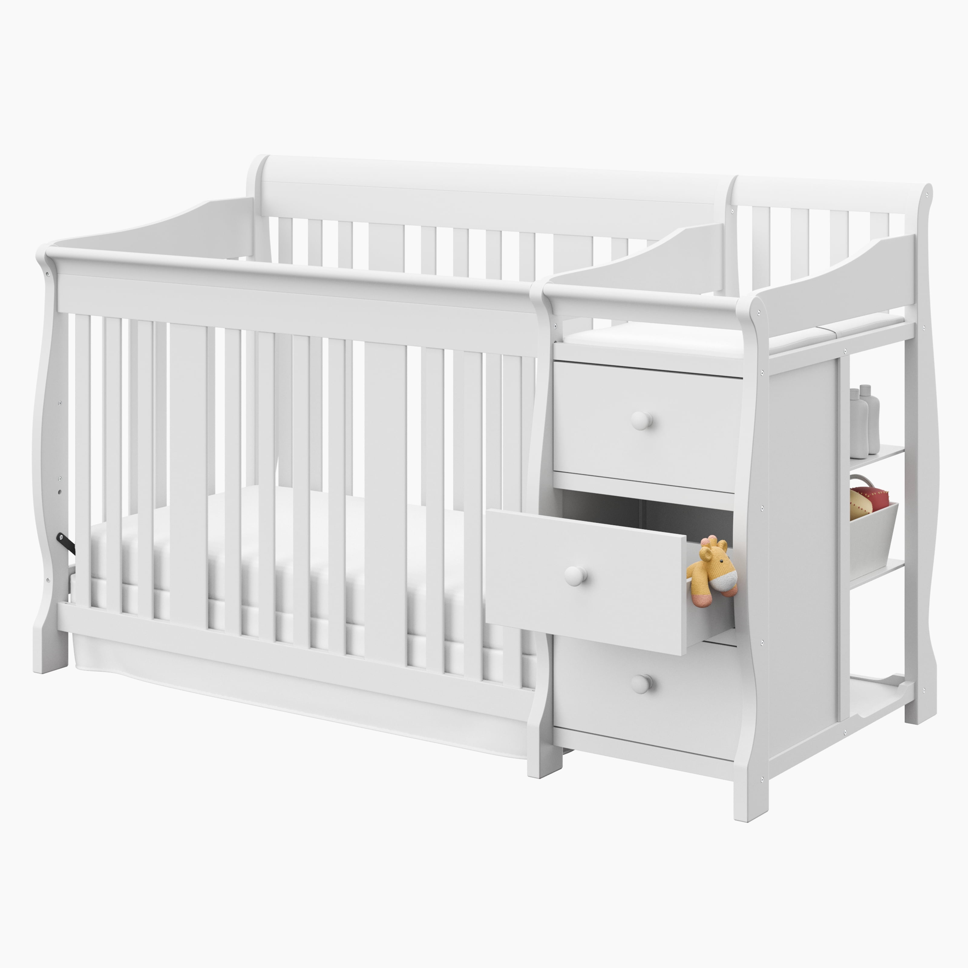 Storkcraft Portofino 5-in-1 Convertible Baby Crib and Changer, White
