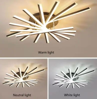 Open Box Oukaning 47 in. 9-Light Black Integrated LED Modern Creative Flush Mount Ceiling Lamp