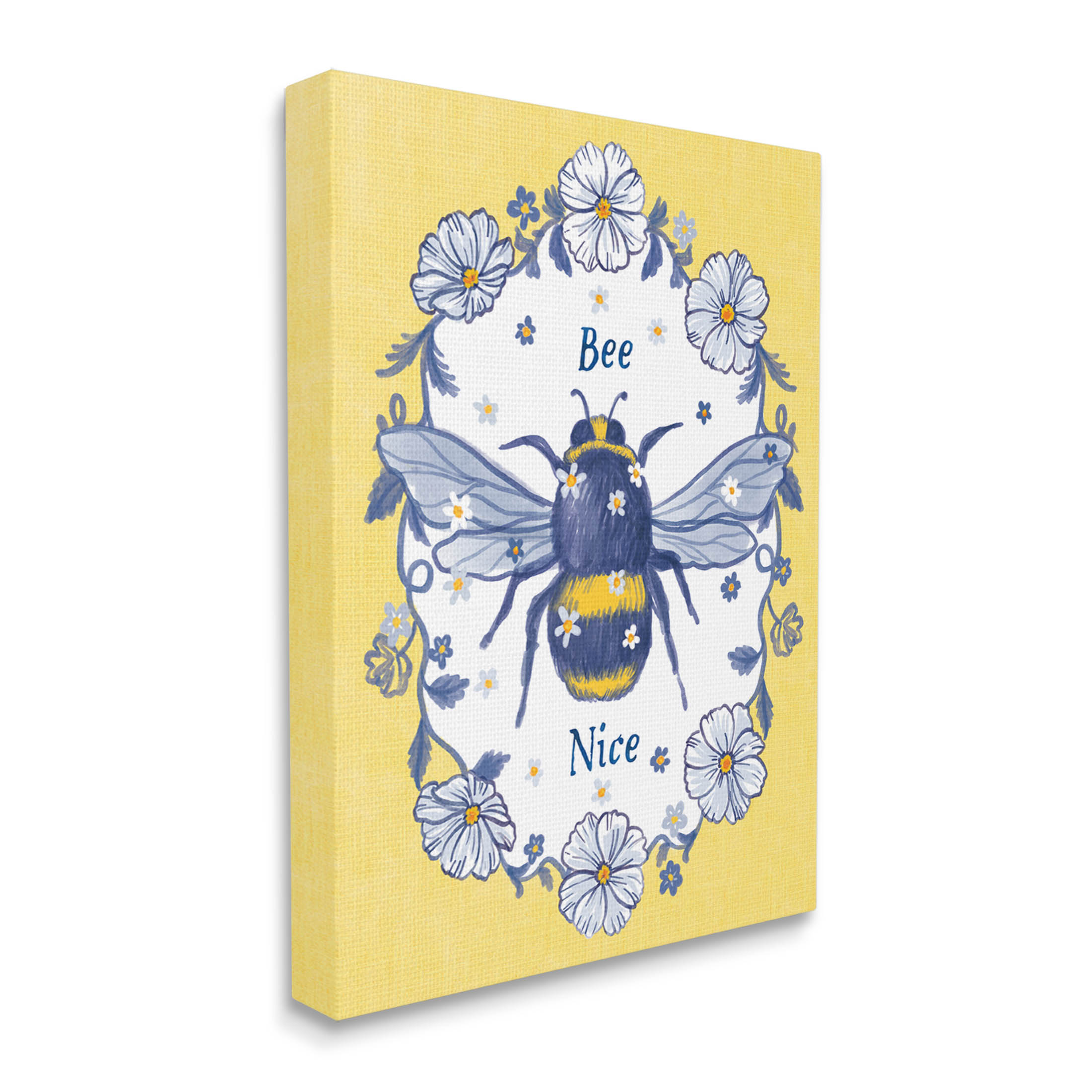 Bee Nice Floral Insect Wreath Animals & Insects Graphic Art Gallery Wrapped Canvas Print Wall Art