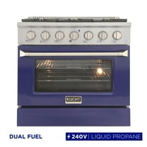 36 in. 5.2 cu. ft Dual Fuel Range for Natural Gas Sealed Burners in Blue.