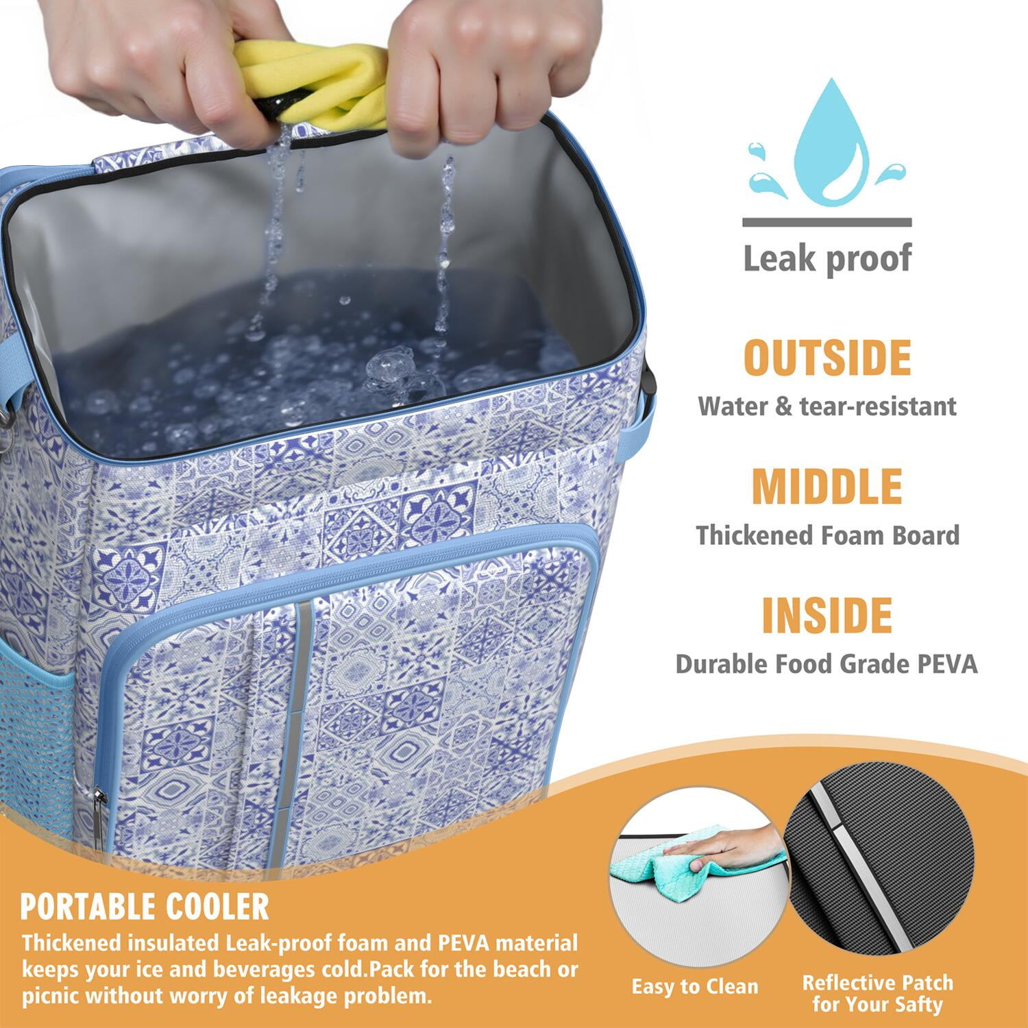 Travel Cooler Bag - Boho Bohemia Flower Camping Beer Cooler Backpack with Bottle Opener- Waterproof Insulated Picnic Backpacks - Cooler Bag for Beach