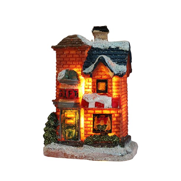 Resina de micropaisaje de luz de construcción de Navidad para la mesa de la sala de estar del dormitorio del hogar Tmvgtek Para estrenar