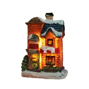Lutabuo Christmas Building Light Microlandscape Resin for Home Bedroom Living Room Table