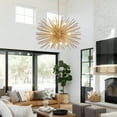 thumbnail image 2 of Modern 29" Golden Sputnik Chandelier Vintage 12-Lights Luxury Starburst Chandelier Light Fixture Mid-Century Hanging Light with Adjustable Chain for Dining Room, Kitchen, Bedroom, Living Room, E12, 2 of 10