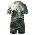 thumbnail image 4 of Yufatyle Women's Halloween Pajamas Set Collared Button Down Sleepwear Cute Ghost Spider Print Lounge Shorts Set Soft Homewear 2XL, 4 of 5