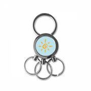 Hand Painting Yellow Sun Sunshine Stainless Steel Metal Key Chain Ring Car Keychain Keyring Clip