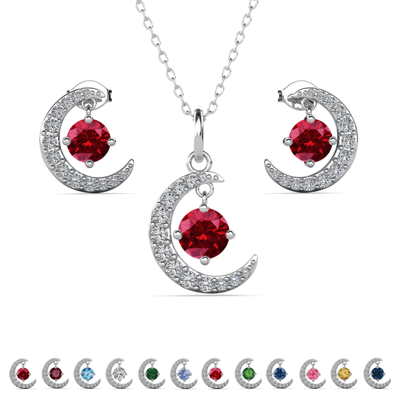 Cate & Chloe Luna January Birthstone 18k White Gold Plated Women jewelry Set, Swarovski Crystals