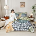 thumbnail image 4 of Homewish Dahlia Botanical Flower Full Size Comforter Sets,Floral Theme Bedding Comforter Set,Orange Green Blue Bedding Sets For Kids,Microfiber Bedroom Decor Reversible,3 Pieces, 4 of 8