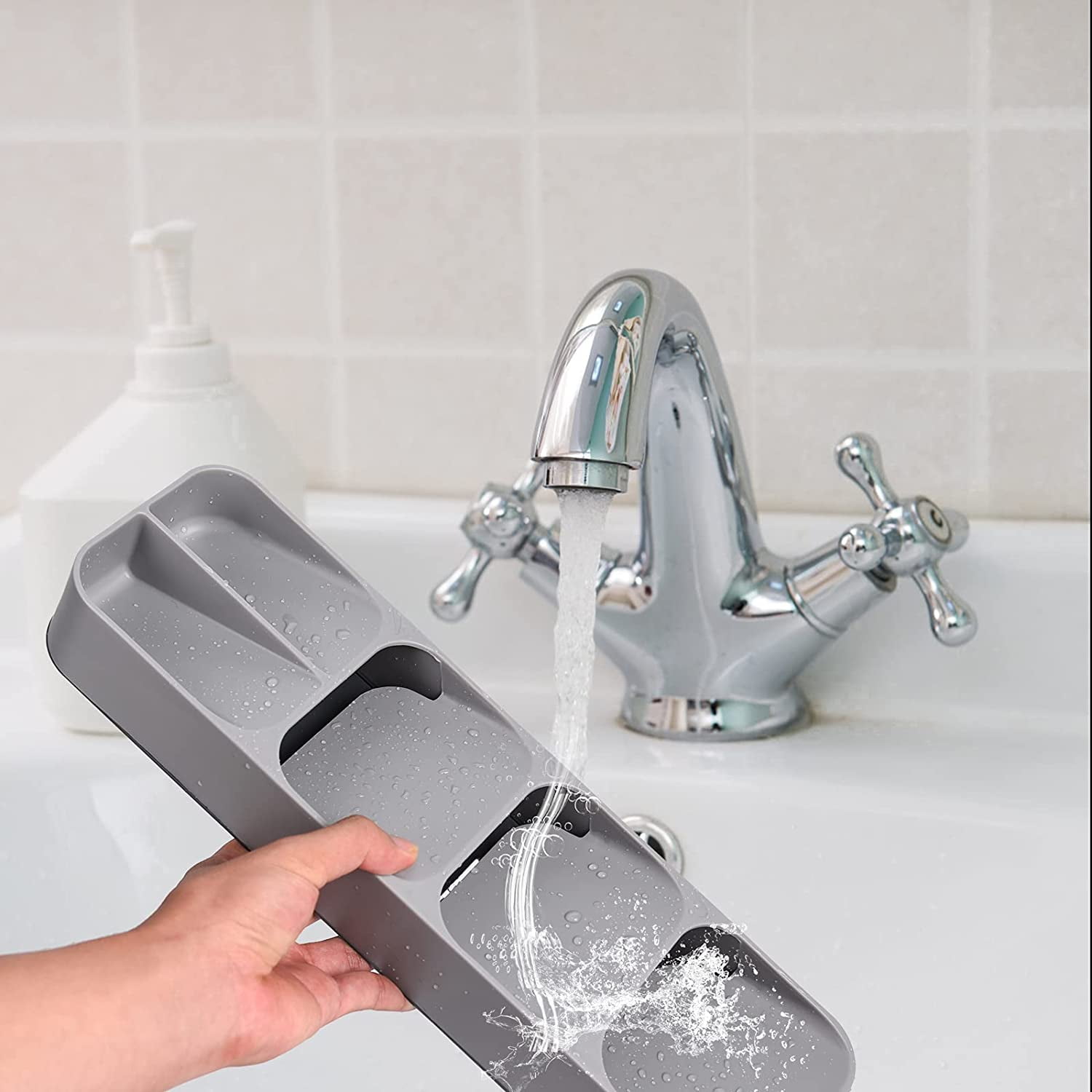 Sinzau Range-couverts - Organiseur De Rangement Pour La Maison, La Cuisine, Les Ustensiles Pour Cuillère, Fourchette, 5 Grilles - Blanc