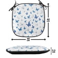 thumbnail image 4 of Butterflies Chair Seating Cushion Set of 6, Butterflies Patterns Seasonal Jolly Rainforest Wilderness Illustration, Seat Pads for Office with Anti-slip Backing, 16"x16", Blue White Black, by Ambesonne, 4 of 7