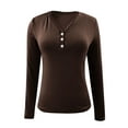 thumbnail image 6 of vdgthytj Long Sleeve Shirts for Women V Neck Button Casual Slim Fitted Fall Winter Thermal Basic Tee Tops, 6 of 8