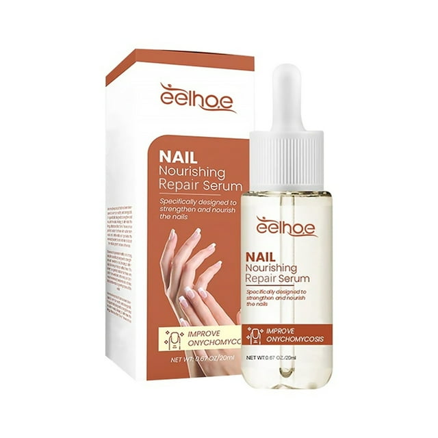 esmalte de uñas, regalo para mujeres, suero para el crecimiento y fortalecimiento de las uñas, reparación de uñas, crecimiento de las uñas de los pies, uñas de los pies para reparar uñas dañadas y des — suero 20 ml con gotero blanco y líquido claro frente a su caja blanca y terracota que muestra manos con uñas arregladas; envase Mychoice indicado para reparación y fortalecimiento, útil para manicure y cuidado de uñas quebradizas.