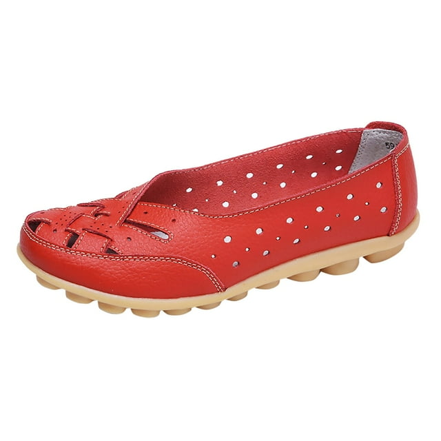HBFAGFB Chaussures à Enfiler pour Femmes Mode Été Plates Creuses Antidérapantes Polyvalentes Usage Quotidien Rouge Taille 43