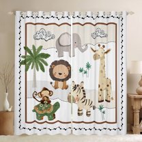 Manfei Cartoon Lion Zebra Black Out Curtains for Kid, Kawaii Jungle Animal Curtains Pack of 2 (42x63 Each), Cute Giraffe Monkey Bedroom Curtains, Curtains and Drapes Decor