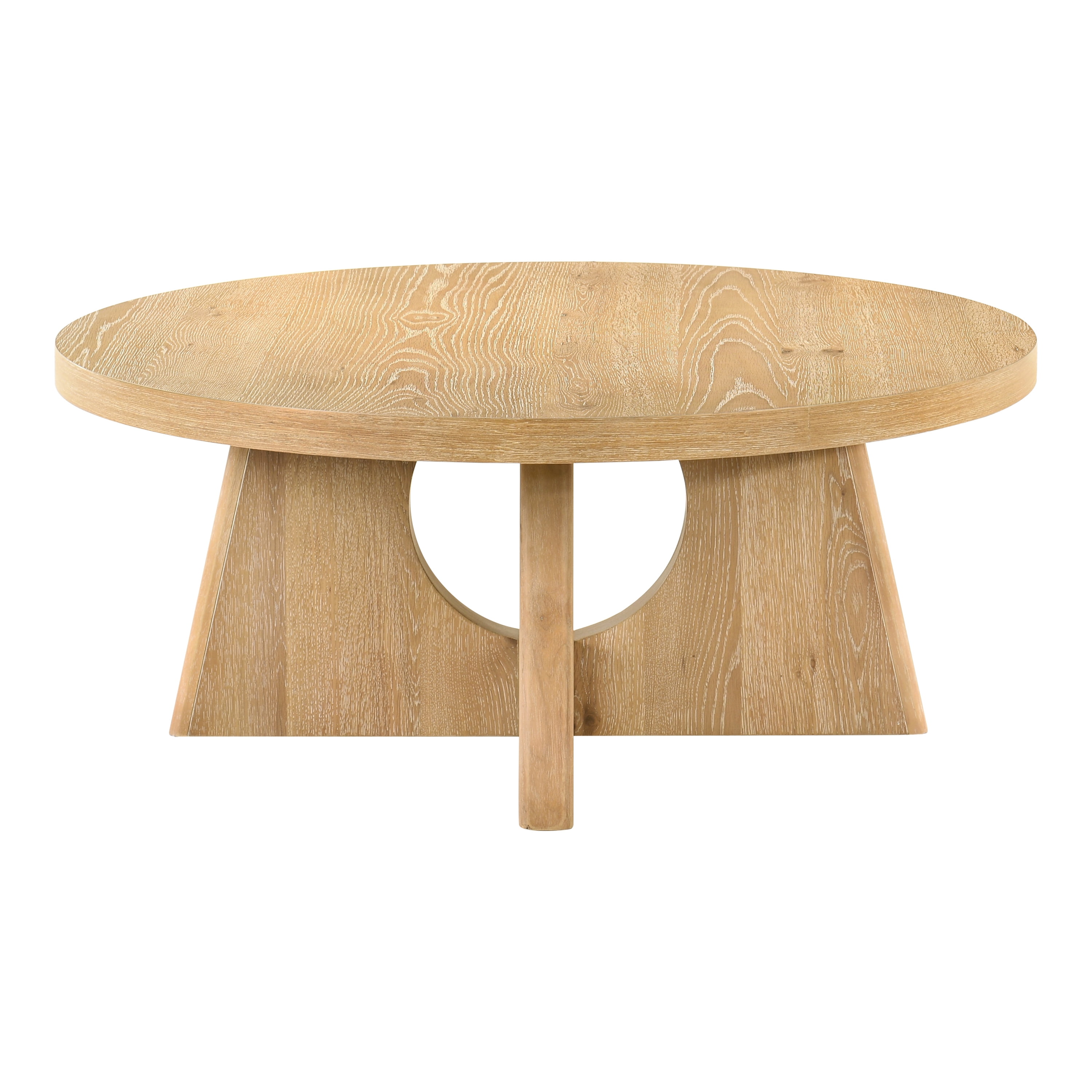 Furniture of America Amesdat Modern Wood 40-inch Round Coffee Table with Pedestal Base, Oak
