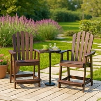 Resenkos Folding Adirondack Chair, HDPE Patio Chair with Armrest and Footrest for Indoor Outdoor-Brown,Patio Chairs, Lawn Chairs for Deck, Backyard, Garden