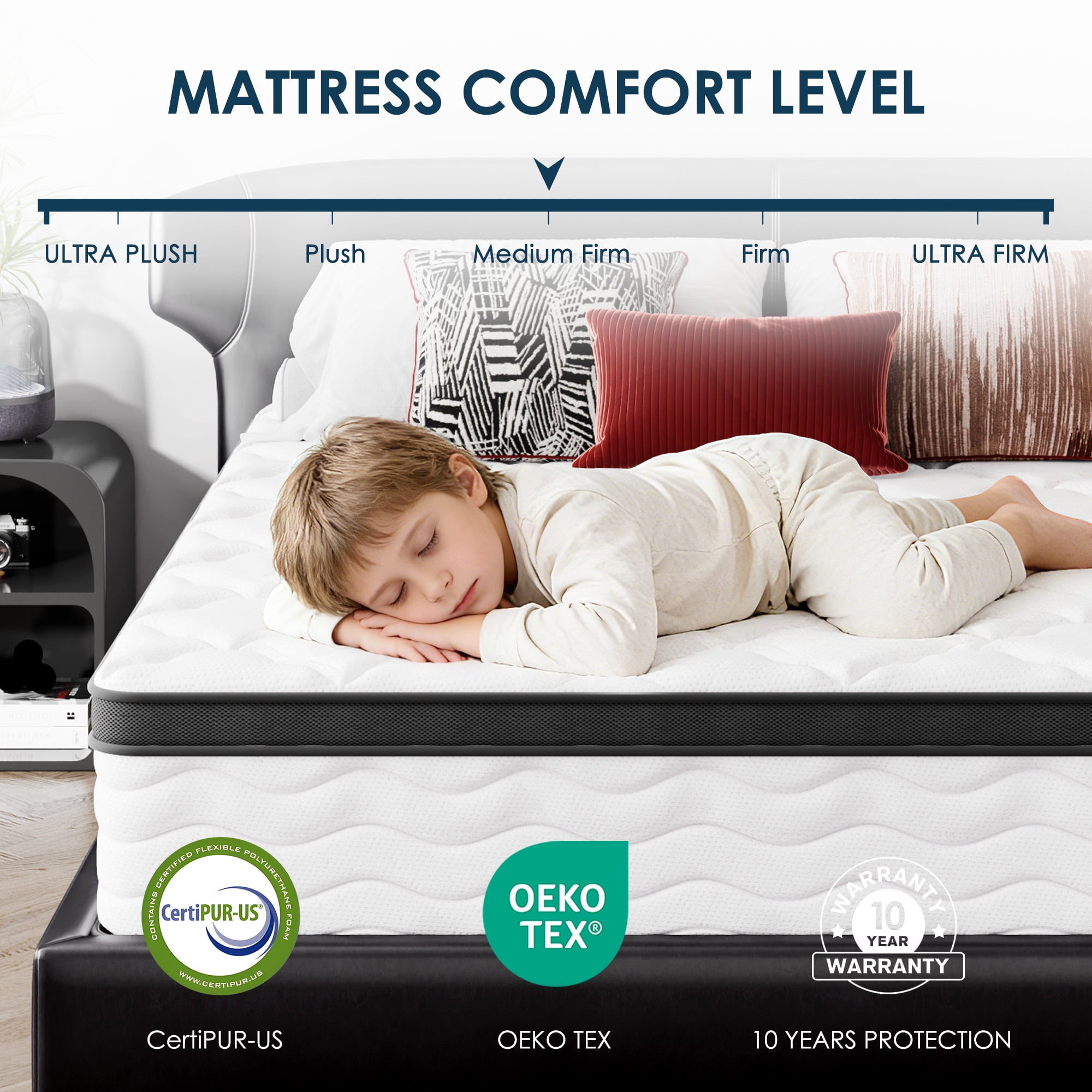 Full Mattress, Holaki 12" Full Bamboo Fiber Cover Memory Foam Mattress in a Box, Individual Pocket Spring Mattress with Pressure‑Relief Comfort for Bedroom, Medium Firm, CertiPUR-US