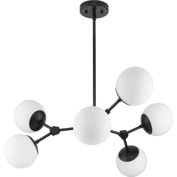 P400308-31M-Progress Lighting-Haas - 6 Light Chandelier In Mid-Century Modern Style-12.5 Inches Tall and 33.5 Inches Wide-Matte Black Finish