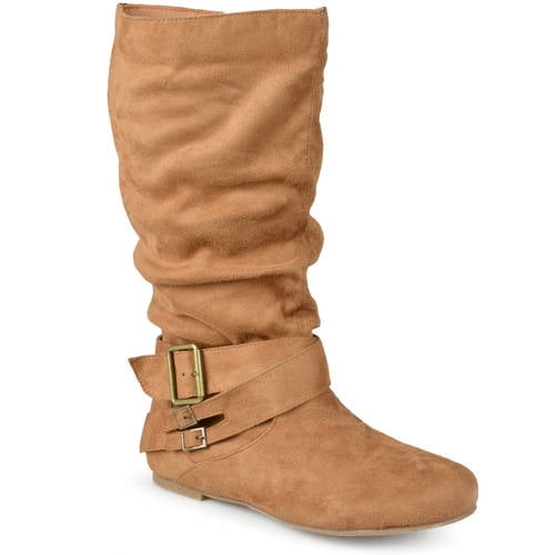 Brinley Co. Women's WideCalf Buckle MidCalf Slouch Boots