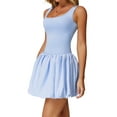 thumbnail image 2 of Vestido de Tenis de para Mujer, Cuello Cuadrado, Sin Mangas, para Entrenamiento, Golf, Deportivo, Pantalones Cortos Integrados con Bolsillos Azul L, 2 of 9