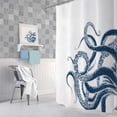 thumbnail image 4 of Octopus Decor Shower Curtain for Bathroom, Funny Blue and White Sea Monster Kraken Animal Fabric Shower Curtains Set, Unique Novelty Nautical Kids Restroom Accessories with Hooks 72X75Inches, 4 of 7