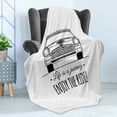 thumbnail image 4 of Enjoy the Ride Soft Flannel Fleece Throw Blanket, Life is a Journey Enjoy the Ride Words Vintage Automobile, Cozy Plush for Indoor and Outdoor Use, 60" x 80", Black and White, by Ambesonne, 4 of 5