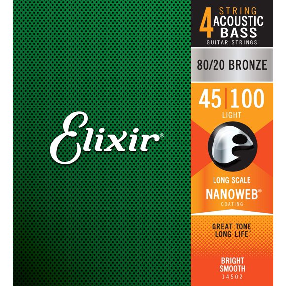 Bass Strings Elixir 80/20 Bronze Acoustic 4 Strings Light