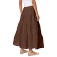 thumbnail image 7 of Maxi Skirts for Women Ruffle Pleated Tiered Smock High Waisted Drawstring Flowy Skirt Coffee L, 7 of 7