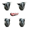 thumbnail image 2 of 3.5 Inch Gray Poly Wheel Swivel Top Plate Caster Set with 2 Posi Brakes 2 Rigid, 2 of 2