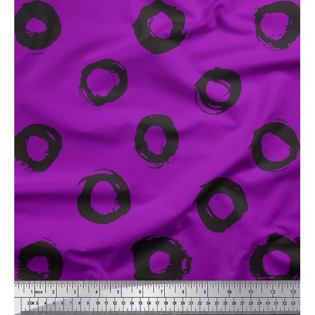 Soimoi Purple Rayon Fabric Line & Circle Geometric Decor Fabric Printed Yard 56 Inch Wide