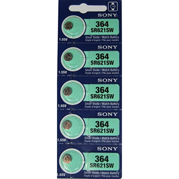 Sony 364 (SR621SW) 1.55V Silver Oxide 0 Hg Mercury Free Watch Battery