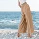 thumbnail image 4 of Pantalones palazzo informales de pierna ancha para mujer Pantalones de salón con fruncido de talle alto con bolsillos S-XXXL (caqui) Zhivalor BST3001552-6, 4 of 5