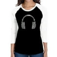 thumbnail image 1 of LA Pop Art Women's Raglan Baseball Word Art T-shirt - 63 DIFFERENT GENRES OF MUSIC, 1 of 2