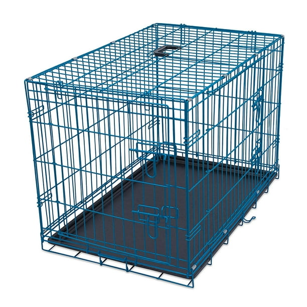 Best Double Door Steel Dog Kennel Medium Blue