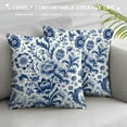 thumbnail image 3 of GOSMITH  Porcelain Throw Pillow Covers Set of Classic Chinoiserie Blue and White with Striped Pattern Pillowcases,Decorative Lumbar Cushion Covers for Couch Bed Car,, 3 of 5