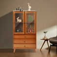 thumbnail image 4 of 43" Bamboo Buffet Sideboard Kitchen Storage Cabinet Sideboard Cabinet with 3 Drawers Kitchen Cupboard Buffet Server Coffee Bar Storage Cabinet for Dining Room Bedroom, 4 of 18