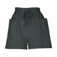 thumbnail image 5 of BLVB Womens Shorts Casual Drawstring Elastic Waist Cotton Linen Shorts Loose Folded Hem Summer Lounge Shorts with Pockets, 5 of 7