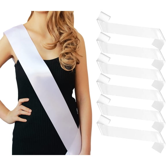 Osmanthus 6pcs White Sashes Blank for Pageants,Senior 2025,Prom Queen Plain Satin Custom Personalized Sashes.