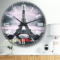 thumbnail image 2 of Designart 'Eiffel and Old Red Car' French Country wall clock, 2 of 3