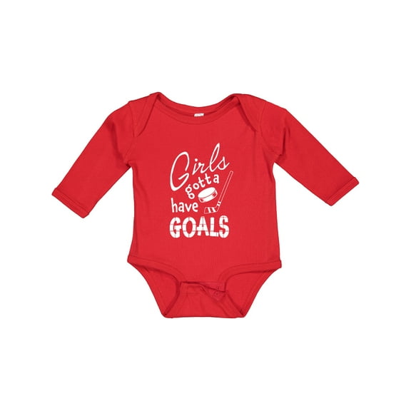 Inktastic Girls Gotta Have Goals Hockey Player Girls Long Sleeve Baby Bodysuit