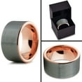 thumbnail image 5 of Charming Jewelers Tungsten Wedding Band Ring 12mm for Men Women Comfort Fit 18K Rose Gold Plated Plated Pipe Cut Flat Brushed Polished Lifetime Guarantee Size 11, 5 of 5