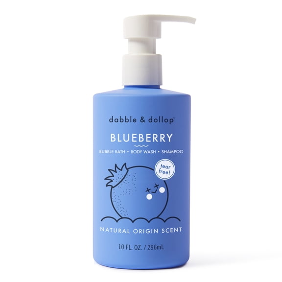 Dabble & Dollop Blueberry 3-in-1 Shampoo, Body Wash & Bubble Bath, 10 fl oz