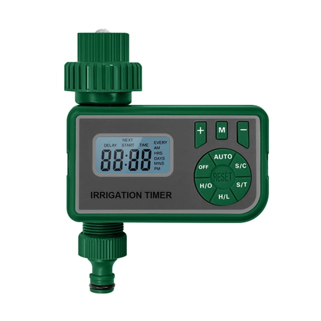 Graflsoa Smart Garden Watering Timer with LCD Display, Automatic Irrigation Controller for Plants, Greenhouses, and Lawns, 6-Part Interface, Green (Batteries Not Included)
