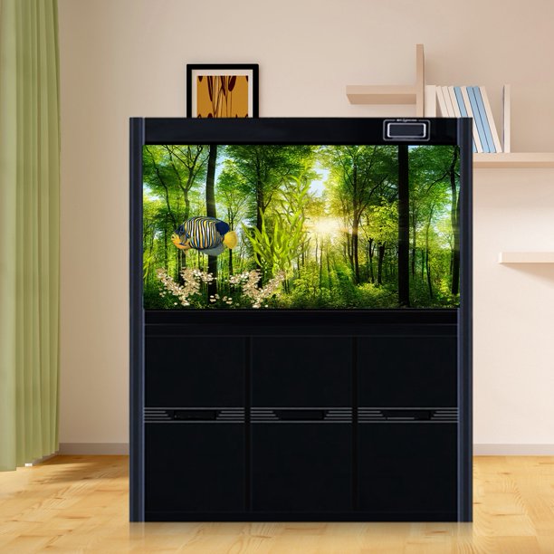 Fondo de pecera cartel de bosque adhesivo de efecto 3D cartel de decoración de fondo de pecera pintura decorativa pegatina de PVC decoración de fondo de paisaje ANGGREK Otros