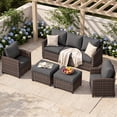 thumbnail image 2 of UDPATIO Patio Furniture Set, 5 Pieces Wicker Outdoor Couch with Chairs, Ottomans and Thick Cushions for Backyard, Grey, 2 of 8