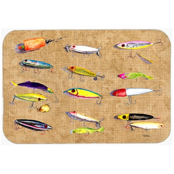 15 X 12 In. Fishing Lures Glass Cutting Board Large Size