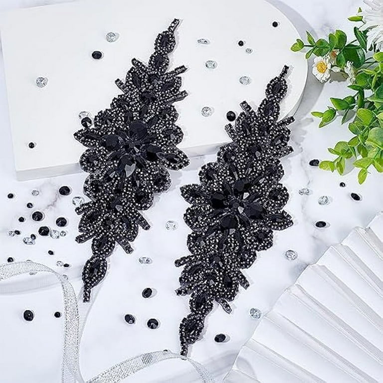 green emerald velvet dress Black Flower Embroidered Lace Appliques