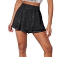 thumbnail image 5 of BRGZLK Women Sequin Skirt Cute High Waist Skirts Ruffle Flowy Shiny Glitter Mini Skirts Sparkly Club Party Skirt, 5 of 6
